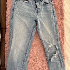 American Eagle Light Blue Ripped Straight Leg Jeans
